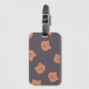 Étiquette À Bagage Motif de visage d'ours en peluche marron foncé ble