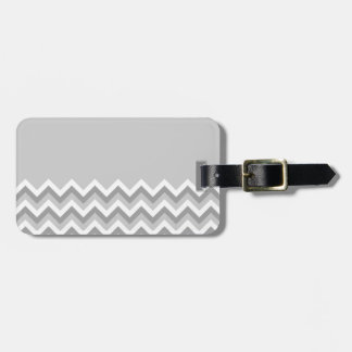 Étiquette À Bagage Motif de zigzag gris et blanc. Gris simple de