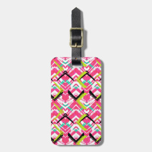 Étiquette À Bagage Motif de zigzag rose tiré par la main