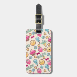 Étiquette À Bagage Motif d'enfant de Kawaii avec des griffonnages