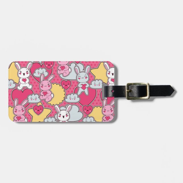 Étiquette À Bagage Motif d'enfant de Kawaii avec des griffonnages (Devant horizontal)