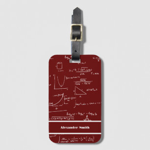 Étiquette À Bagage Motif d'équations mathématiques marron mignon pour