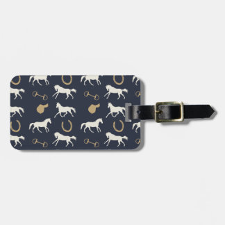 Étiquette À Bagage Motif des chevaux anglais d'or et d'ivoire