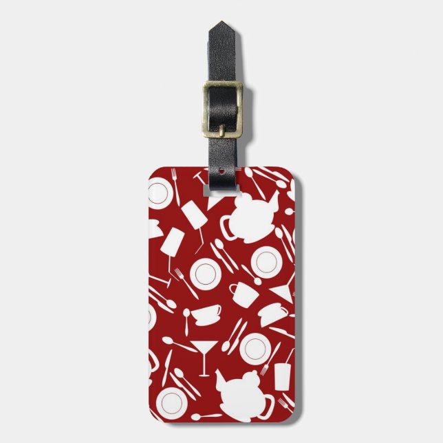 Étiquette À Bagage Motif des éléments de cuisine (Devant Vertical)