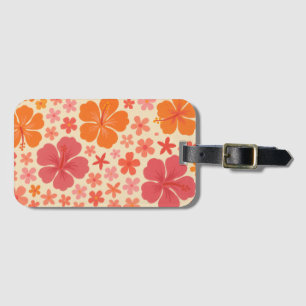 Étiquette À Bagage Motif d'hibiscus hawaïen des années 60