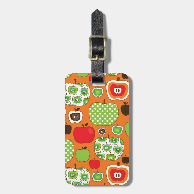 Étiquette À Bagage motif d'illustration de la pomme coupée (Devant Vertical)