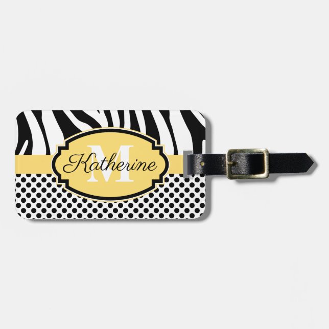 Étiquette À Bagage Motif d'impression et de points Zebra (Devant horizontal)