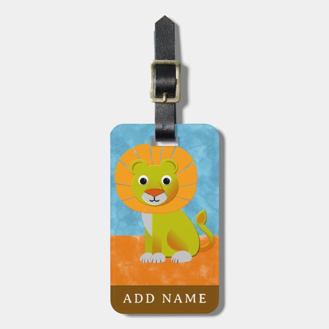 Étiquette À Bagage Motif d'impression tout bébé lion mignon (Devant Vertical)