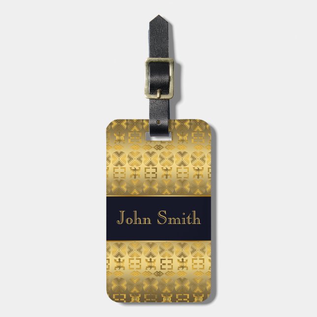 Étiquette À Bagage Motif d'or africain ethnique avec des simbols (Devant Vertical)