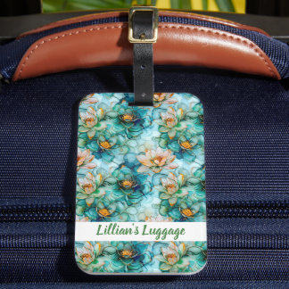 Étiquette À Bagage Motif Élégant de Nénuphar