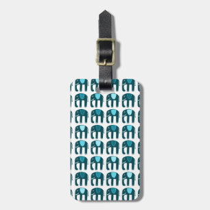 Étiquette À Bagage Motif Eléphants Bleus Cute CUSTOMISÉ