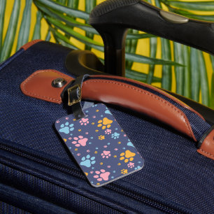Étiquette À Bagage Motif Empreintes de Pattes d'Animaux Colorés