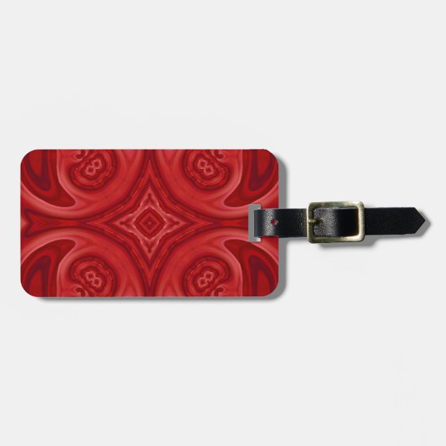 Étiquette À Bagage Motif en bois abstrait de rouge (Devant horizontal)