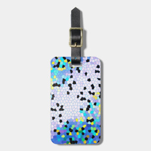 Étiquette À Bagage Motif en mosaïque violet bleu et noir