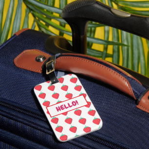 Étiquette À Bagage Motif esthétique Mignon Amour Fraise Kawaii