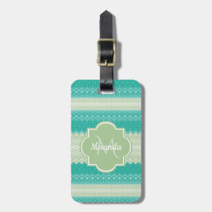 Étiquette À Bagage Motif et nom du Knit vert à la mode Turquoise Neo