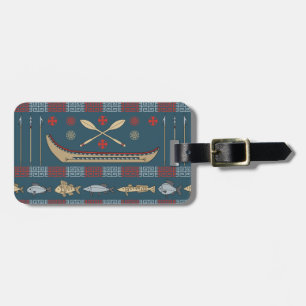 Étiquette À Bagage Motif ethnique de pêche