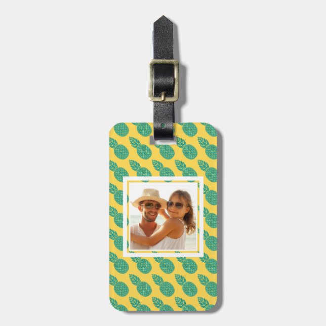 Étiquette À Bagage Motif fait sur commande d'ananas de photo (Devant Vertical)