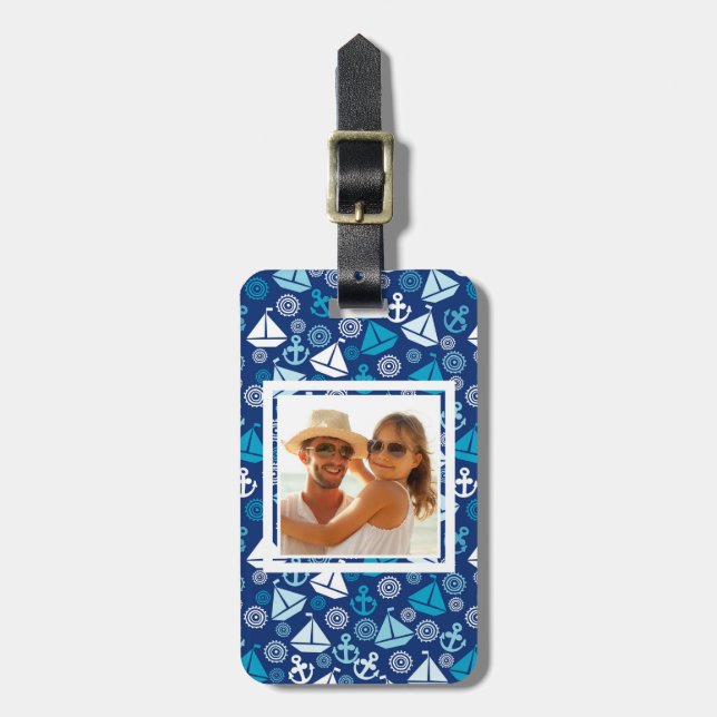 Étiquette À Bagage Motif fait sur commande de bande dessinée de photo (Devant Vertical)