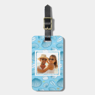 Étiquette À Bagage Motif fait sur commande de bleu d'océan de photo