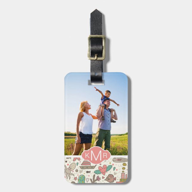 Étiquette À Bagage Motif fait sur commande de photo et de bateau (Devant Vertical)