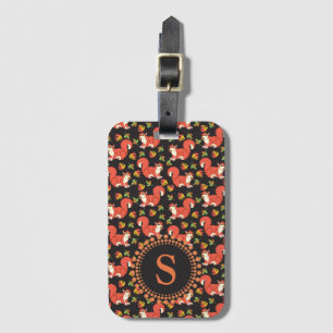Étiquette À Bagage Motif fait sur commande d'écureuil et de feuille