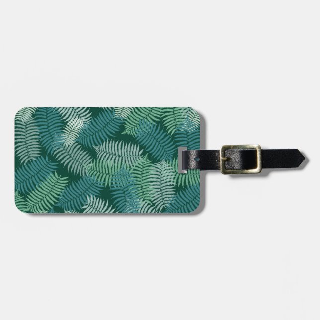 Étiquette À Bagage Motif feuille fermier sur vert foncé (Devant horizontal)