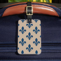 Motif Fleur de Lis, Bleu Royal Français sur Crème