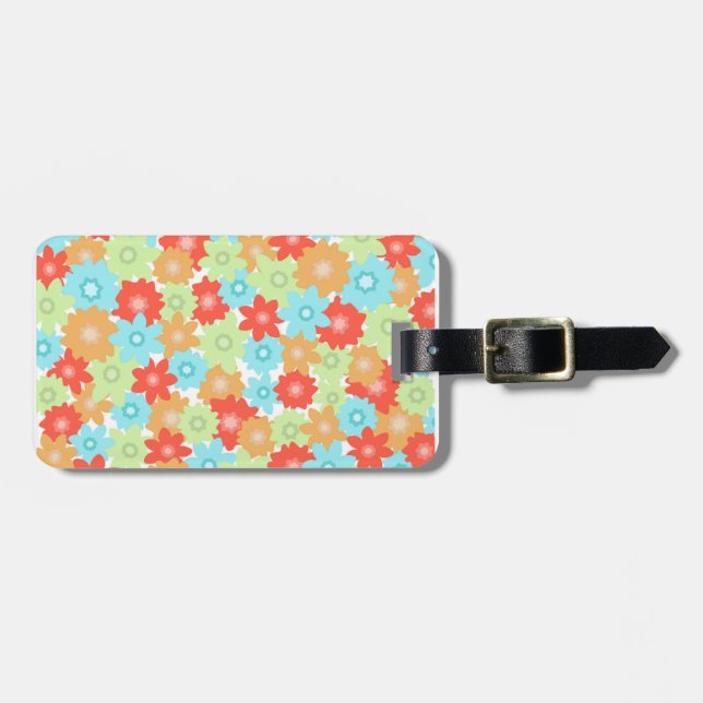 Étiquette À Bagage Motif FLEURS (Devant horizontal)