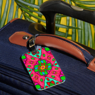 Étiquette À Bagage Motif Fleurs Abstraites uniques