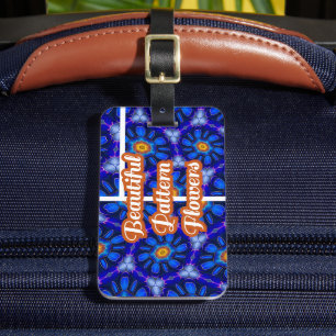 Étiquette À Bagage Motif Fleurs bleues Abstraites