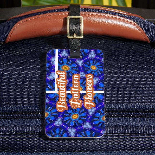Étiquette À Bagage Motif Fleurs bleues Abstraites (Insitu Rectoal 2)