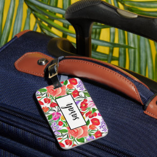 Étiquette À Bagage motif floral