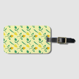 Étiquette À Bagage Motif floral avec rose jaune et fleurs de tulipe