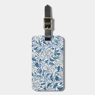 Étiquette À Bagage Motif Floral Bleu Antique Design Asiatique