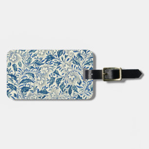 Étiquette À Bagage Motif Floral bleu Antique Design asiatique