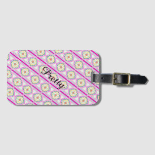 Étiquette À Bagage Motif floral géométrique rose et or chic
