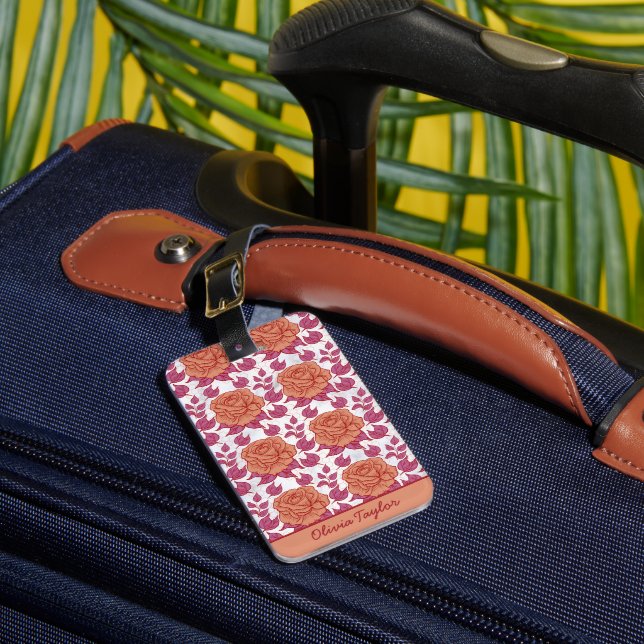 Étiquette À Bagage motif floral grande fleur avec nom personnalisé (Insitu Rectoal 1)