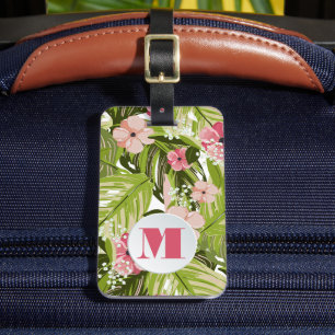 Étiquette À Bagage Motif floral Plante tropicaux monogramme