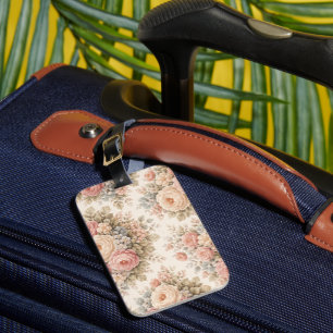Étiquette À Bagage Motif floral Rose Vintage Élégant Pastel