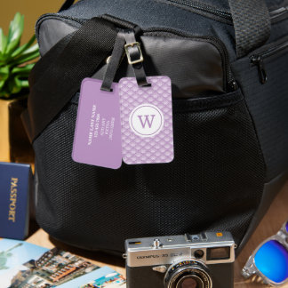 Étiquette À Bagage Motif floral violet monogramme personnalisé