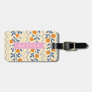 Étiquette À Bagage Motif folklorique personnalisé de citrus rétro mig