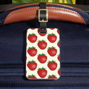 Étiquette À Bagage Motif fraises, fraises rouges, fruits, feuilles