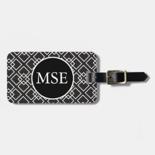 Étiquette À Bagage Motif géométrique blanc noir élégant