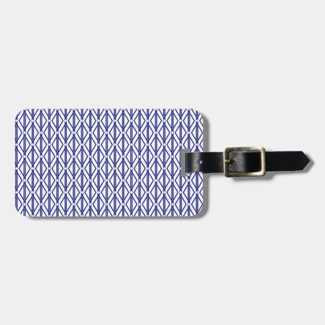 Étiquette À Bagage Motif géométrique bleu (Devant horizontal)