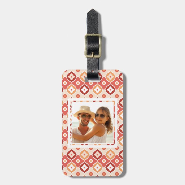 Étiquette À Bagage Motif géométrique d'ikat d'or fait sur commande de (Devant Vertical)
