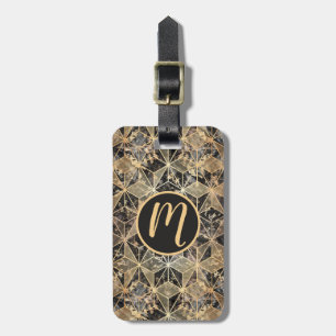 Étiquette À Bagage Motif géométrique marbre et or