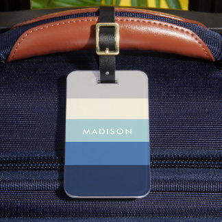 Étiquette À Bagage Motif géométrique personnalisé bleu gris