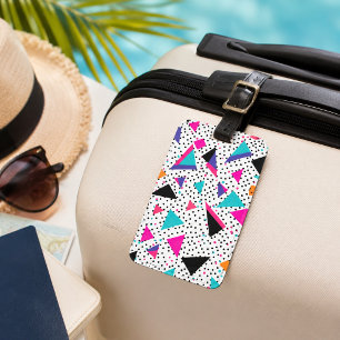 Étiquette À Bagage Motif géométrique rétro à pois