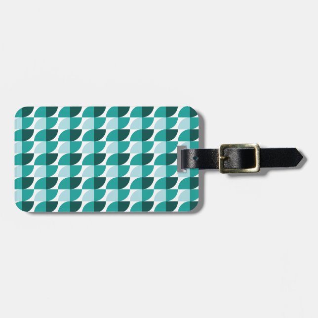Étiquette À Bagage motif géométrique turquoise (Devant horizontal)
